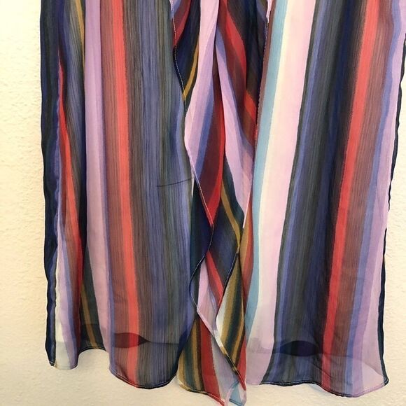 BCBG MAX AZRIA Mini tunic Dress cheer ruffle color block romantic stripe -S - Picture 5 of 16